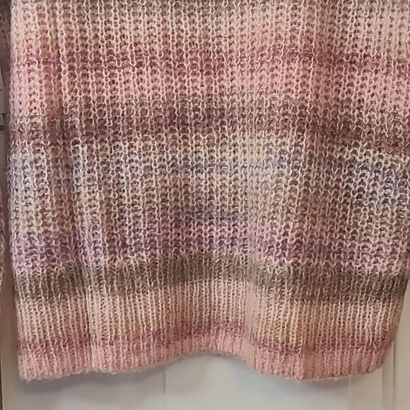 Nordstrom Signature Open Stitch Mock Neck Sweater Rustic Pink Multi Size L & XL - Picture 7 of 16